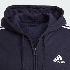 adidas men Essentials Fleece 3-Stripes Full-Zip Hoodie – LARGE