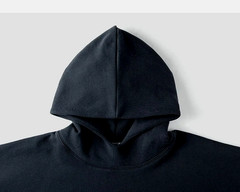 IDLT Basics Loose Perfect Hood iBlack Oversized Unisex Large Double Layer Pocket