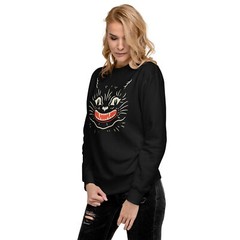 VINTAGE HALLOWEEN CAT – SWEATSHIRT Premium Unisex Fall Spooky Fun C@@L