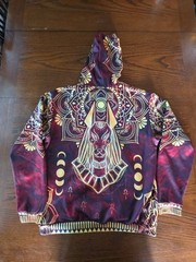 DYKHMILY UNISEX RED/GOLD ANUBIS ANCIENT EGYPT PATTERN HOODIE PULLOVER Large Read