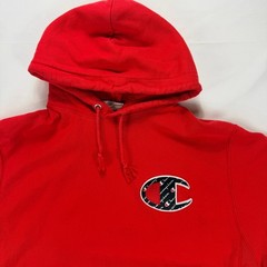 Champion Reverse Weave Red Hoodie Mens Large Embroidered Logo Athletic Fit