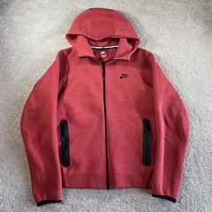 Nike Tech Fleece Hoodie Mens M Red Full Zip Activewear Sweatshirt