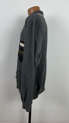 Vintage Grandpa Sweatshirt Mens XL Heather Gray Polo Collar 90s Vaporwave Knit