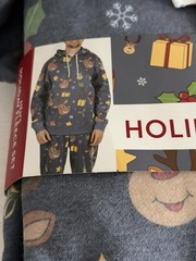 Dec. 25th Mens Holiday Fleece Set Grey Large Hoodie NEW