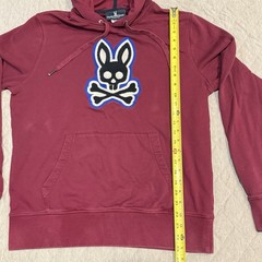 Psycho Bunny Burgundy Logo Patch Pullover Hoodie Men M