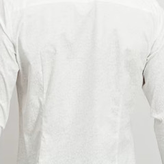 BAR III White on White Coral Design Long Sleeve Slim Fit Shirt Small 14 14-1/2
