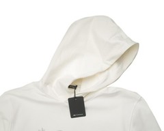 Kiton $1,450 NWT White Black Text Cotton Stretch Soft Hoodie Hooded Sweatshirt L