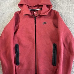 Nike Tech Fleece Hoodie Mens M Red Full Zip Activewear Sweatshirt