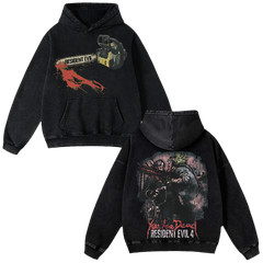 Resident Evil 4 Leon Chainsaw Execution Horror Hoodie Graphic Streetwear Tee