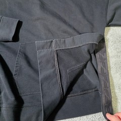 Fabletics Mens M Hoodie Black Oversized Pullover Side Slit Tape French Terry
