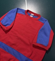 Vintage 80s Short Sleeve Crewneck Sweatshirt Men’s Large Red Blue Color Block