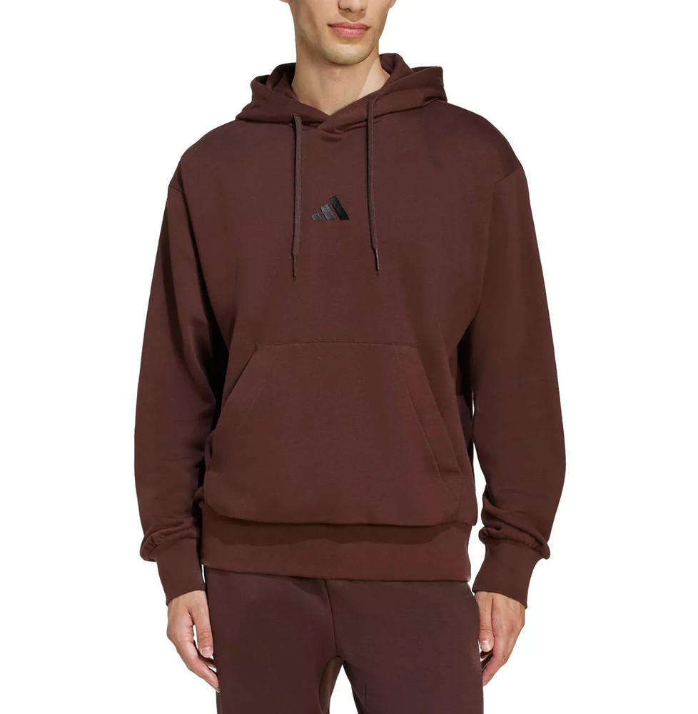 NWT Adidas Mens Shadow Brown Essentials Feel Cozy Fleece Pullover Hoodie Size M