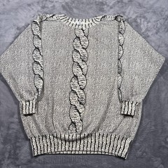 Vintage Esprit Sport Sweatshirt Mens Large Tall Black White Cable Knit Cotton