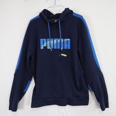 PUMA Hoodie Mens Large Activewear Pullover Sweatshirt Dark Blue Long Sleeve