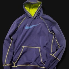 Nike Therma-FIT Mens XL Purple Green Pullover Hoodie Fleece Pockets