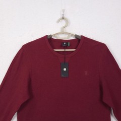 G Star Raw Pullover Crew Shirt Burgundy Large Organic Cotton Sustainable Preppy