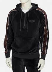 Starter Men’s Black Velour Quarter-Zip Jersey-Lined Hoodie Sweater Size M