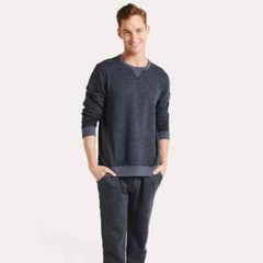 Faherty Blue Long Sleeve Dual Knit Crew Neck Sweatshirt Pullover Small Designer