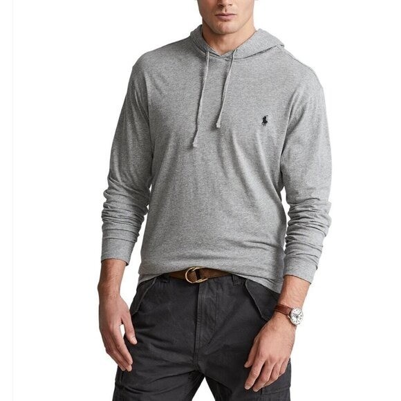 Polo Ralph Lauren Men’s Size Large Hooded T-Shirt Long Sleeve Light Heather Gray
