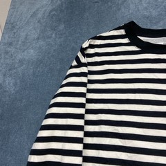 Goodfellow & Co Sweatshirt Mens XL White Black Striped Crew Neck Fleece Lined