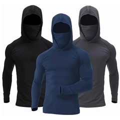 Men Hoodie Long Sleeve T-Shirts, UPF 50+ Sun Protection Hooded