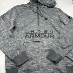 Under Armour Hoodie Mens M Gray Pullover Fleece Hooded Pockets Zip Logo
