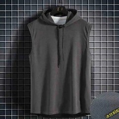 Summer Men Muscle Hoodie Vest Sleeveless Bodybuilding Gym Workout Fitness Shirt