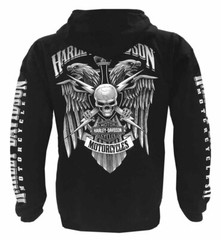 Harley-Davidson Men’s Lightning Crest Full-Zippered Hooded Sweatshirt, Black
