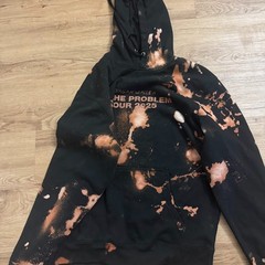 Morgan Wallen I’m The Problem Tour 2025 Hoodie Black Bleach Tie Dye Fire Large
