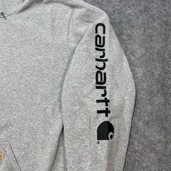 Carhartt Gray Pullover Hoodie Mens XL Tall Loose Fit Sleeve Logo Workwear Basic