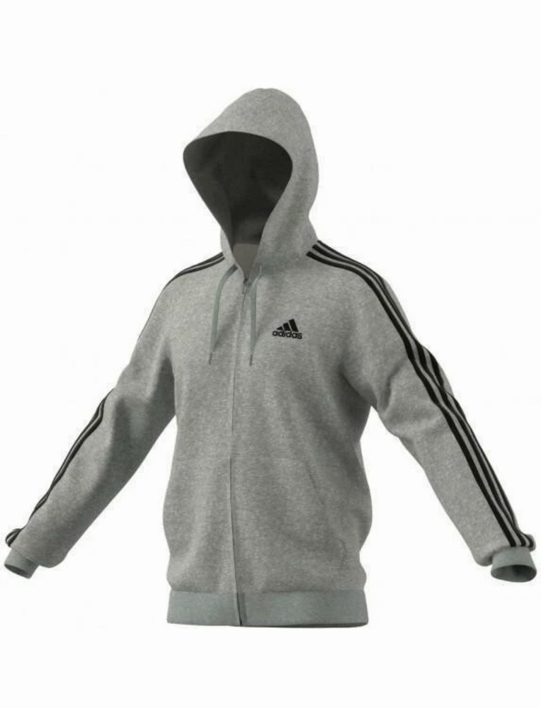 NEW Adidas Men’s Essentials Fleece 3-Stripes Full-Zip Grey Heather – XXL TALL