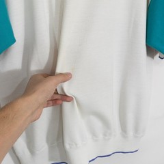 Vintage 80s Henley Short Sleeve Sweatshirt Mens XL Color Block Distressed Retro