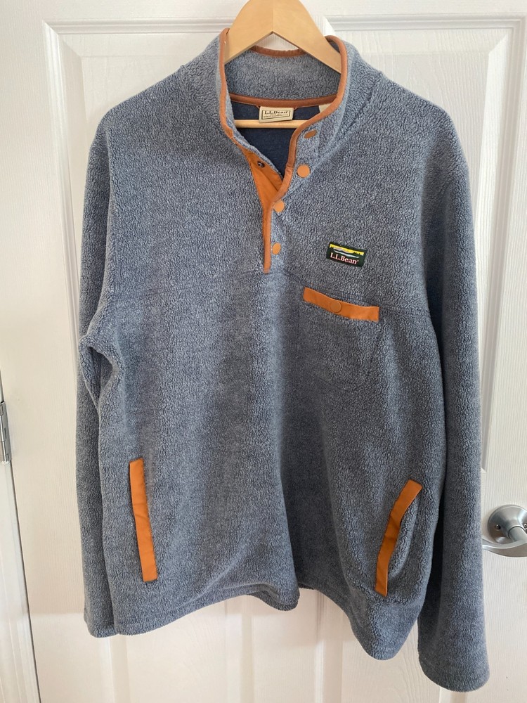 Men’s All Season Blue Sherpa Fleece Pullover Sweatshirt, Size Large Reg
