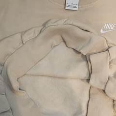Nike Crew Neck Fleece Sweatshirt Cotton Blend Embroidered Logo Beige XL