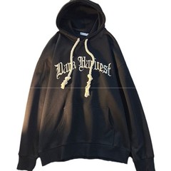 Men Korean Letter Print Plush Thick Hooded Loose Sweatshirt Hoodie Tops