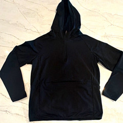 GAIAM Men’s Large Black Quarter Zip Hooded Performance Pullover Jacket Stretch