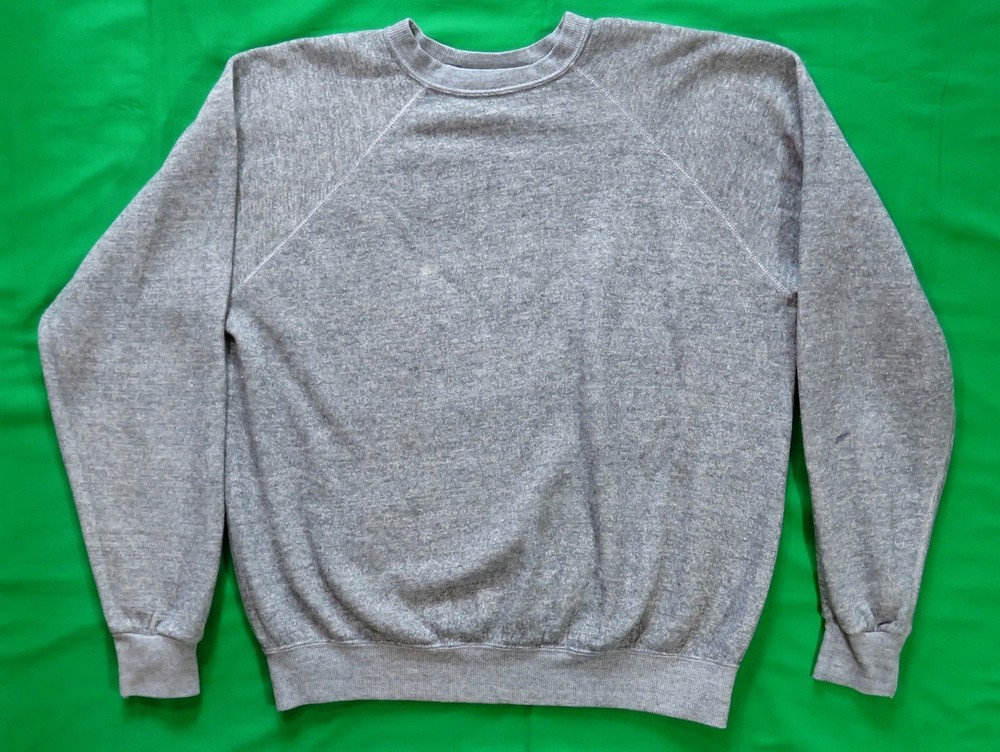 Heather Gray Blank Vintage Sweatshirt 1970’s Athletic Sports Rayon Blend USA