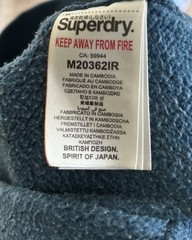 Superdry Japan Logo Hoodie Blue Graphic Pullover Sweatshirt Large