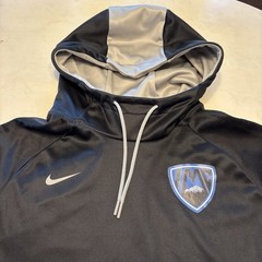 Nike hoodie Black and gray 100% polyester. Size L.. Front pocket. 👍 Condition!