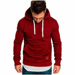 Men Hoodie Casual Hooded Solid Pocket Slim Fit Sweatshirts Pullover Sweater Tops
