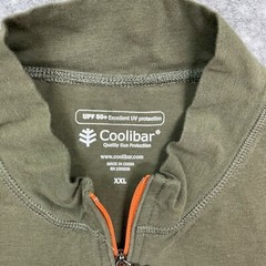 Coolibar Mens Sweater XXL UPF 50+ UV Protection 1/4 Zip Olive Green Pullover