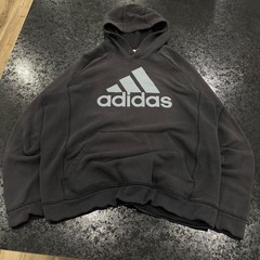 Adidas Mens Pullover Hoodie Faded Black Gray Logo Sweatshirt CX4202 Large