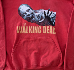 The Walking Dead Hoodie Mens Large Red Gildan Zombie Graphic Hood Pullover AMC