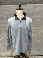 Nautica Sweatshirt Mens XL Gray Solid 1/4 Zip Fleece Mock Neck Pullover Logo