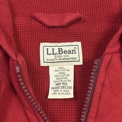 L.L. Bean Waffle-Knit Insulated Hoodie Mens Medium Red Full Zip Long Sleeve