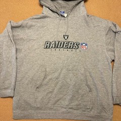 NFL Hoodie Mens Large Gray Oakland Raiders Football Reebok Vintage Sweatshirt