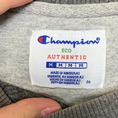 Champion Authentic Sweatshirt Mens Medium Gray Logo Pleated Winter Fleece Lined