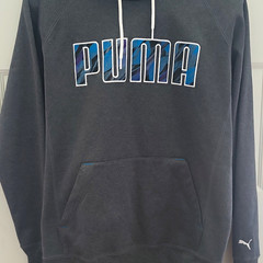 PUMA Men’s Gray Graphic Logo Fleece Pullover Hoodie w/ Pockets Size L