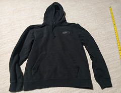 PUMA Men’s Black Pullover Hoodie S Fleece Drawstring Logo Pocket Cotton Blend