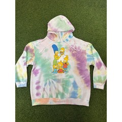 The Simpsons Tie Dye Hoodie Pastel Family Graphic Sweatshirt Mens Large